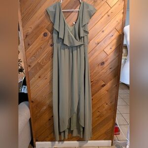 Baltic Born Olive Green Ruffle Midi Dress